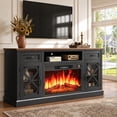 thumbnail image 1 of PAPROOS 59" Fireplace TV Stand for TVs up to 65", Modern Farmhouse Entertainment Center with 23" Electric Fireplace, 2 Drawers and 2 Cabinets, Black, 1 of 9