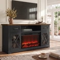 thumbnail image 1 of PAPROOS Fireplace TV Stand for 70 Inch TV, Modern Farmhouse TV Cabinet with 30'' Electric Fireplace, Entertainment Center Television Console Table for Living Room, Brown+Black, 1 of 10