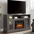 thumbnail image 1 of PAPROOS Fireplace TV Stand for 65 Inch TV, Modern Farmhouse TV Cabinet with 23'' Electric Fireplace, Entertainment Center Television Console Table for Living Room, Dark Walnut, 1 of 9