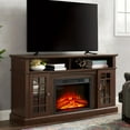 thumbnail image 1 of PAPROOS Fireplace TV Stand for 65 Inch TV, Modern Farmhouse TV Cabinet with 23'' Electric Fireplace, Entertainment Center Television Console Table for Living Room, Brown, 1 of 9