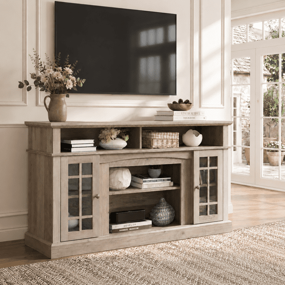 LEGAHOME Farmhouse TV Stand for 65 Inch TV, Wooden TV Cabinet with Storage, Media Television Console Entertainment Center for Living Room, Gray Wash