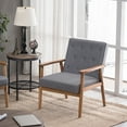 thumbnail image 1 of LegaHome Grey Upholstered Arm Chair, Mid-Century Modern Accent Chair with Solid Wood Square Legs, Linen Cushioned Reading Chair Leisure Lounge Armchair for Living Room Bedroom, 400lbs Capacity, 1 of 13