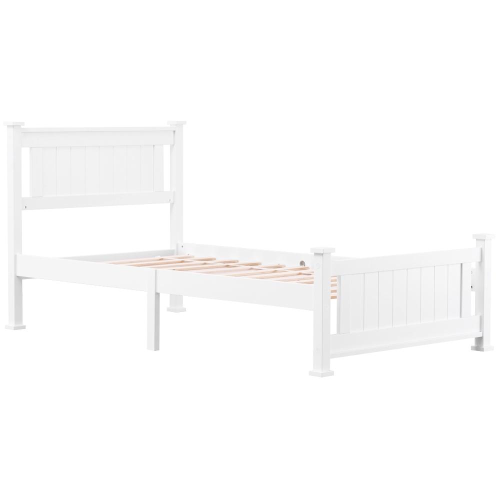 Legahome Twin Bed Frame With Headboard And Footboard, Modern Wood 