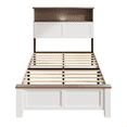 thumbnail image 1 of LEGAHOME Twin Platform Bed Frame with LED Light & Charging Station, Wood Slat Support, Heavy Duty 330 lbs, No Box Spring Needed, White & Brown, 1 of 9
