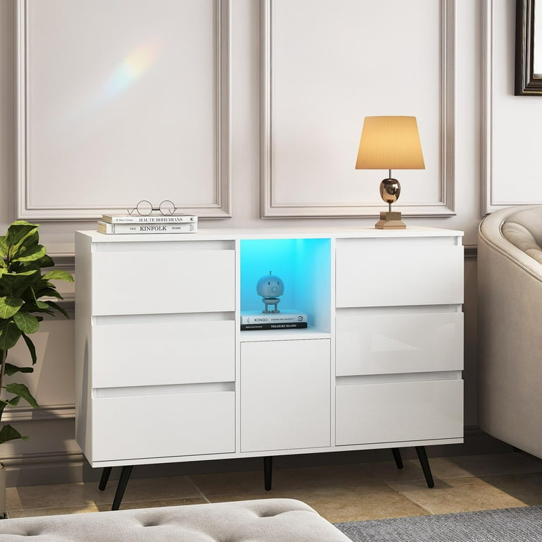 White gloss cabinet with led lights discount