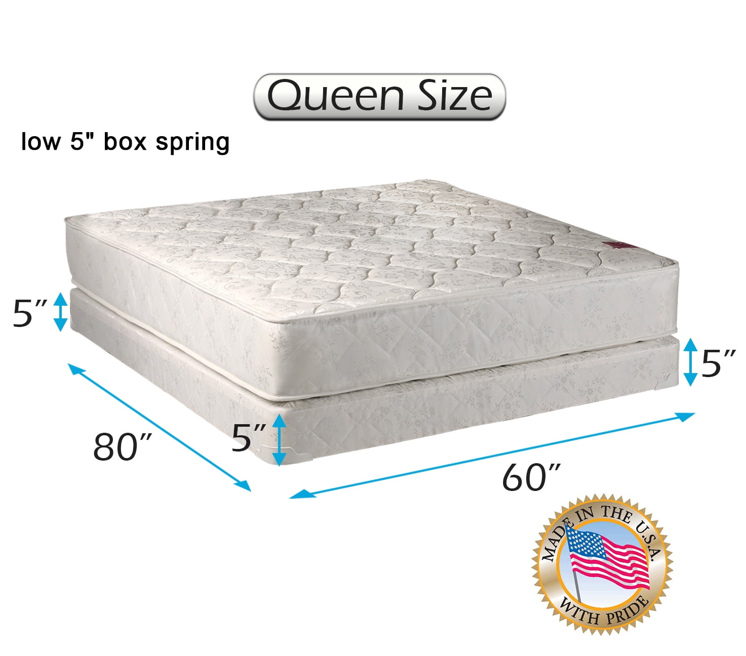 Queen mattress low sale profile box spring