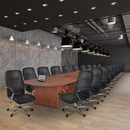 Regency Legacy 24 ft Racetrack Laminate Conference Table with 4 Charging Ports, Durable Construction, Scratch-Resistant Surface, and Modern Design for Professional Office Workspaces - Cherry