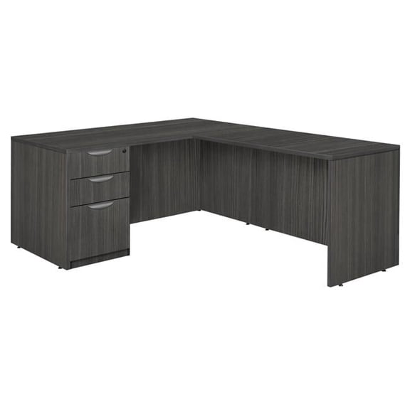 Legacy 60 in. Single Full Pedestal L-Desk with 47 in. Return, Ash Grey
