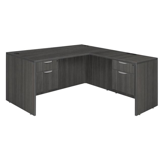 Ash Grey L-Shaped Corner Desk with Drawers and Filing Cabinet