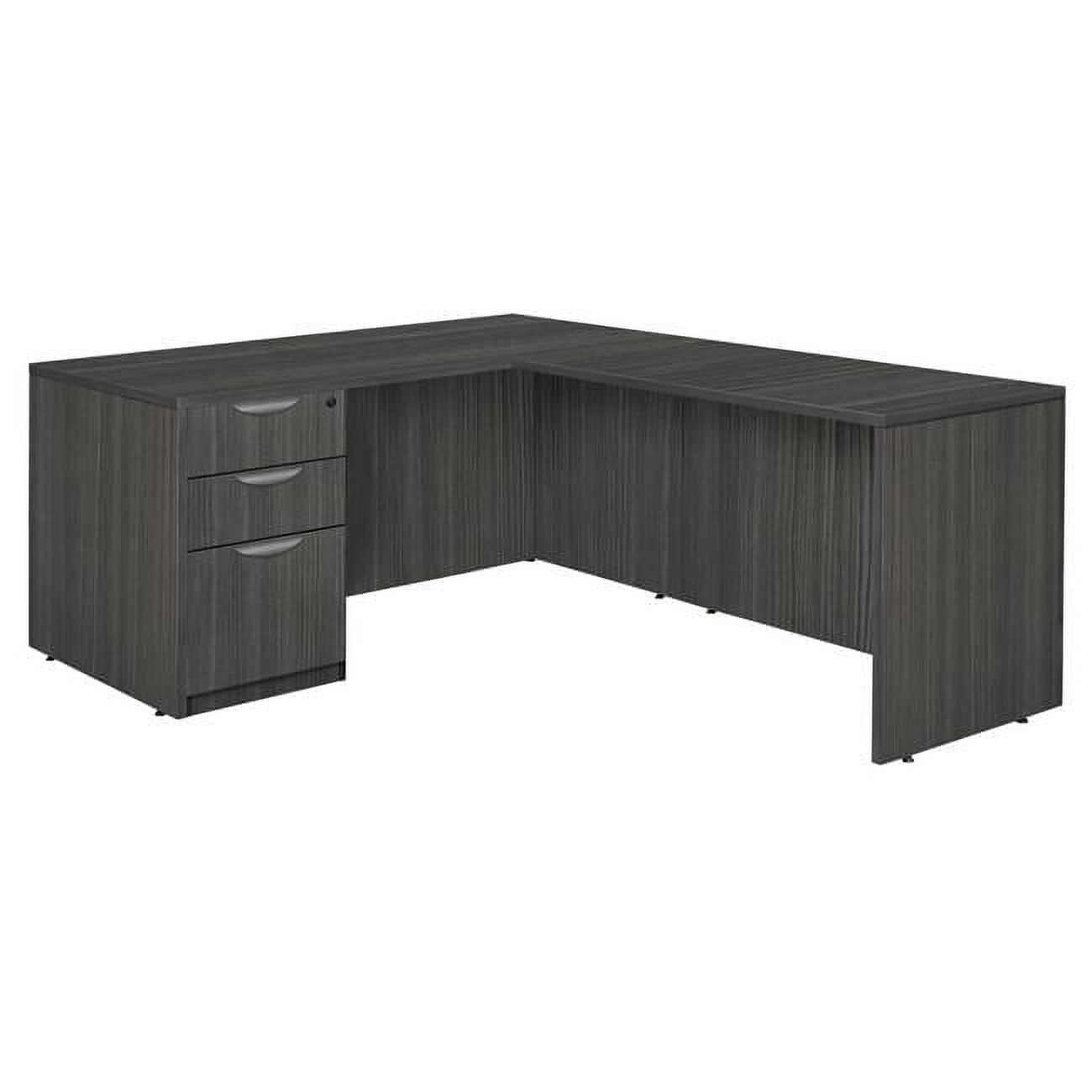 Ash Grey 66" L-Shaped Corner Desk with Filing Cabinet