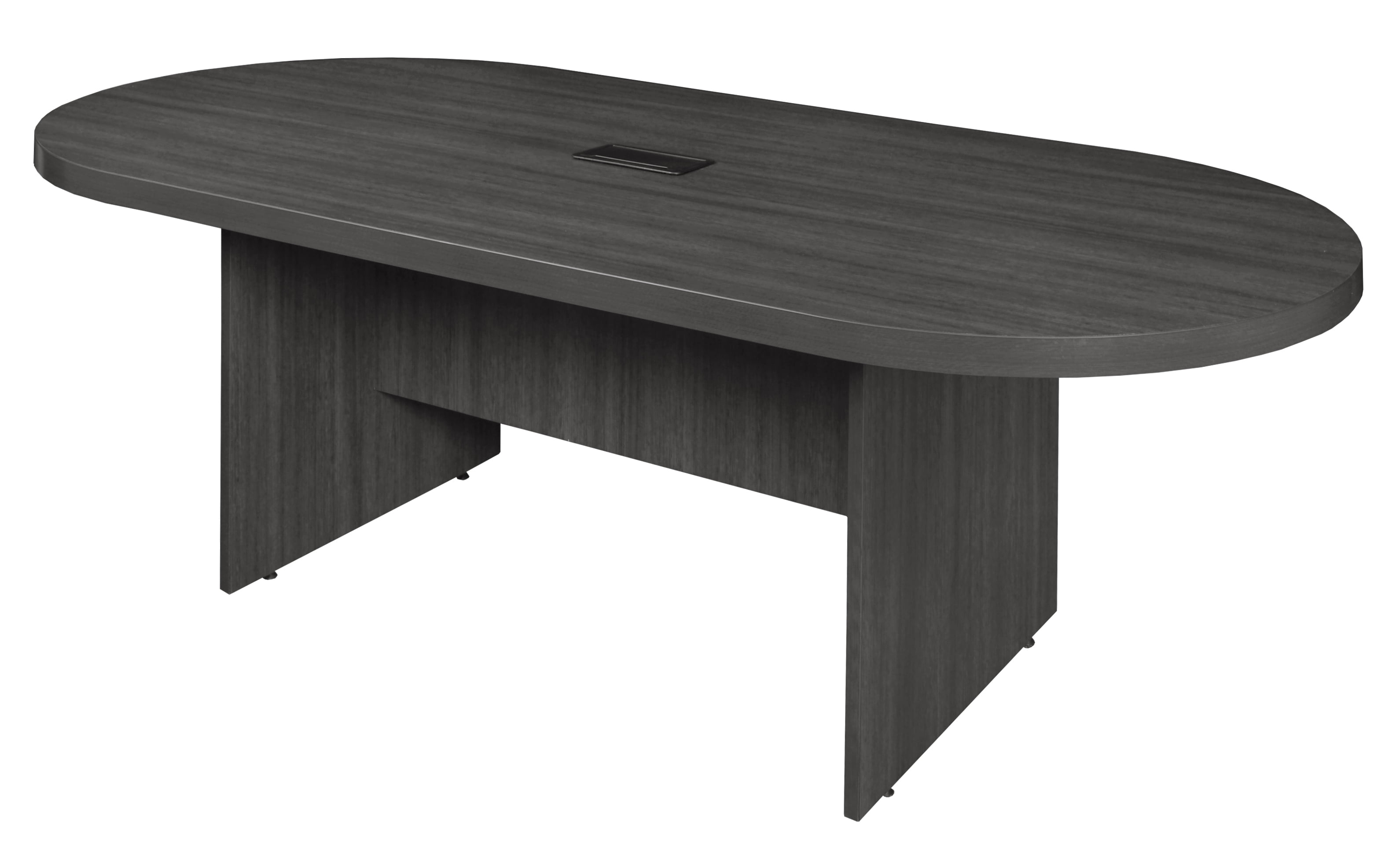 Romig Legacy 8 ft Racetrack Laminate Conference Table with a Charging Port, Durable Construction, Scratch-Resistant Surface, and Modern Design for Professional Office Workspaces - Ash Grey