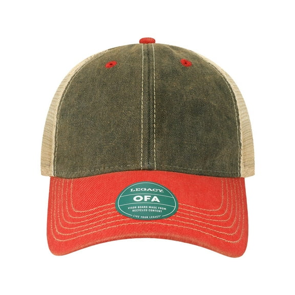 LEGACY Old Favorite Trucker Cap, One Size, Black/Scarlet Red/Khaki