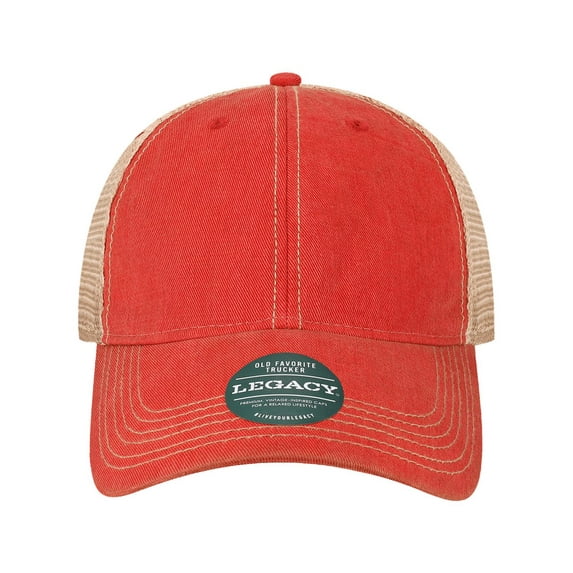 Legacy B13595110 Youth Old Favorite Trucker Cap, Scarlet Red & Khaki - Adjustable Size
