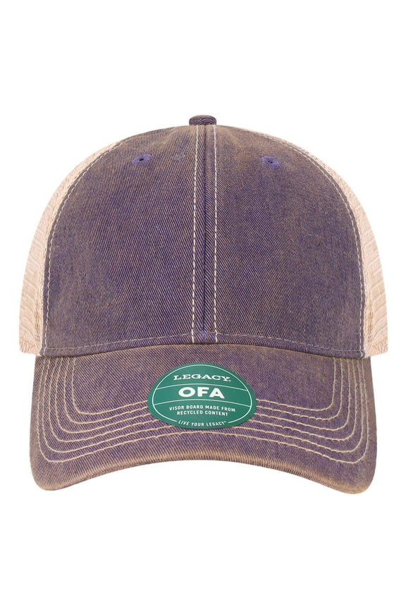 B57295670 Adjustable Old Favorite Trucker Cap, Purple & Khaki - One Size