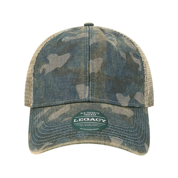 Legacy B57295970 Old Favorite Trucker Cap, Blue Camo & Java - Adjustable Size