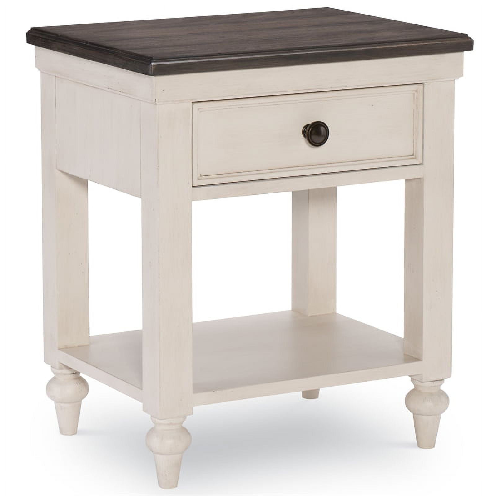 Transitional White and Brown 22" Nightstand with USB and LED Light