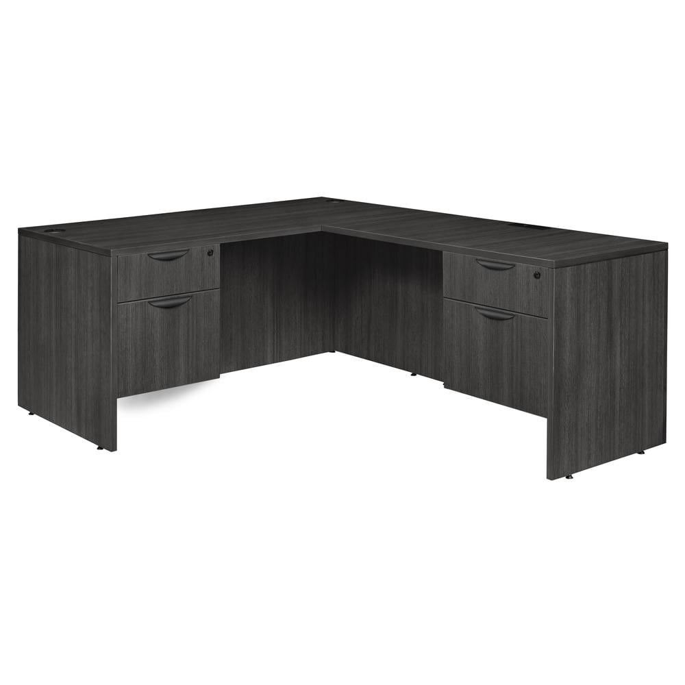 Ash Grey Wood Executive Corner Desk with Drawer and Filing Cabinet