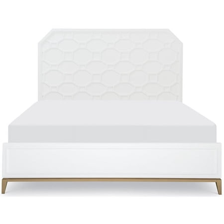 Legacy Classic Chelsea King Honeycomb Panel Bed in White with Gold Base Wood