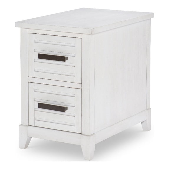 Legacy Classic Furniture Edgewater Wood Chairside Table in Sand Dollar White