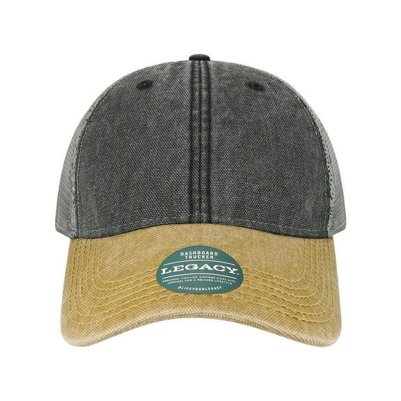 Legacy  Dashboard Trucker Cap, Black & Camel - Grey - Adjustable Size