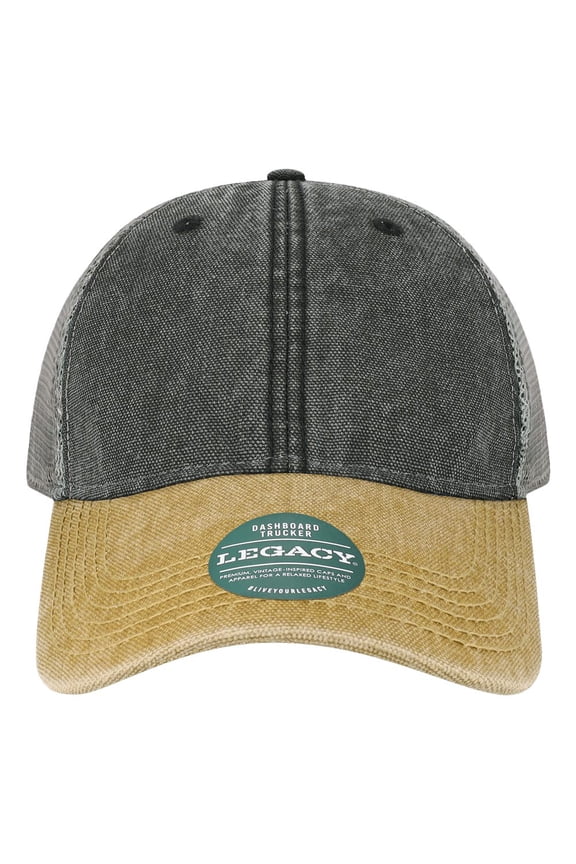Dashboard Trucker Cap, Black & Camel - Grey - Adjustable Size