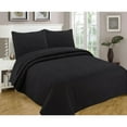 thumbnail image 1 of Legacy Decor 3 PCS Bedspread Quilt Coverlet Reversible Pinsonic Floral Finish All Season Oversized Queen Black Color, 1 of 6