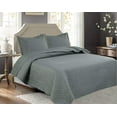 thumbnail image 1 of Legacy Decor 3 PCS Bedspread Quilt Coverlet Stitched Pinsonic Reversible All Season Oversized King / Cal-King Size Grey Color, 1 of 7