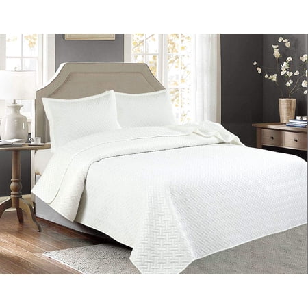 Legacy Decor 3 PCS Squared Stitched Pinsonic Reversible Lightweight All Season Bedspread Quilt Coverlet Oversized, King Size, White Color price history and forecast - Legacy Decor Jade