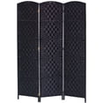 thumbnail image 1 of Legacy Decor 3 Panel Diamond Weave Fiber Room Divider, Black Color, 1 of 2