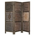 thumbnail image 1 of Legacy Decor 3 Panel Room Screen Divider Antique Brown Wicker and Wood Diamond Design, 1 of 5