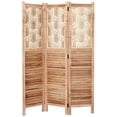 thumbnail image 1 of Legacy Decor 3 Panels Room Divider Rustic Wood w/ Decorative Cutout, Natural Color, Freestanding, 1 of 4