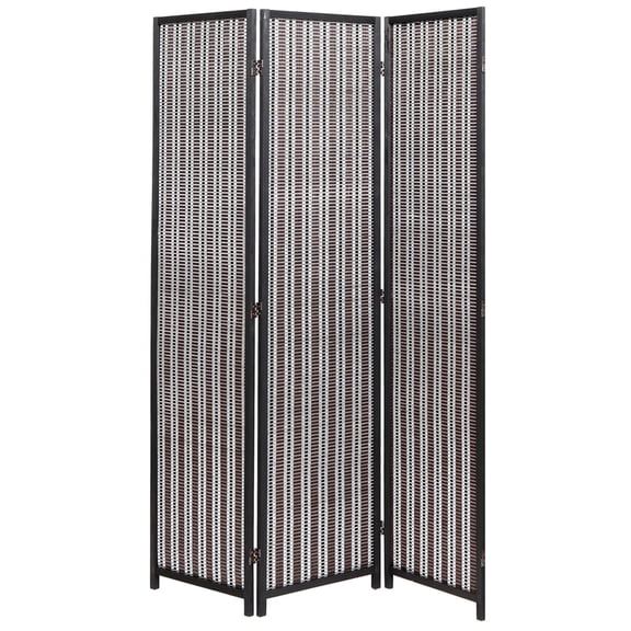 Legacy Decor 3 Panels Room Screen Divider Bamboo Black Color 6ft Tall