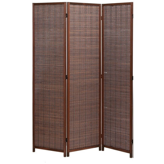 Legacy Decor 3 Panels Room Screen Divider Bamboo Brown Color 6ft Tall