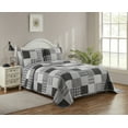 thumbnail image 1 of Legacy Decor 3 Pcs Quilt Reversible Bedspread Coverlet Grey & White Patchwork Design Ultra Soft Microfiber Oversized Queen 100"W x 106"L, All Ages., 1 of 5