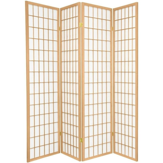 Legacy Decor 4 Panel Japanese Oriental Style Room Screen Divider Natural Color