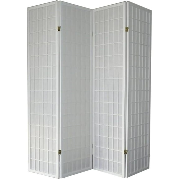 Legacy Decor Room Divider Folding Privacy Screen Japanese Style 4 Panel Freestanding White 70" W x 71" H