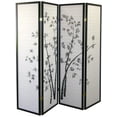 thumbnail image 1 of Legacy Decor 4 Panel Room Divider Privacy Screen Asian Style Bamboo Design, Black, Freestanding, 1 of 1