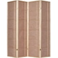 thumbnail image 1 of Legacy Decor 4 Panels Room Divider Privacy Screen Rattan Cane Webbing Insert Dark Walnut Finish Frame 71” High x 70” Wide, 1 of 4