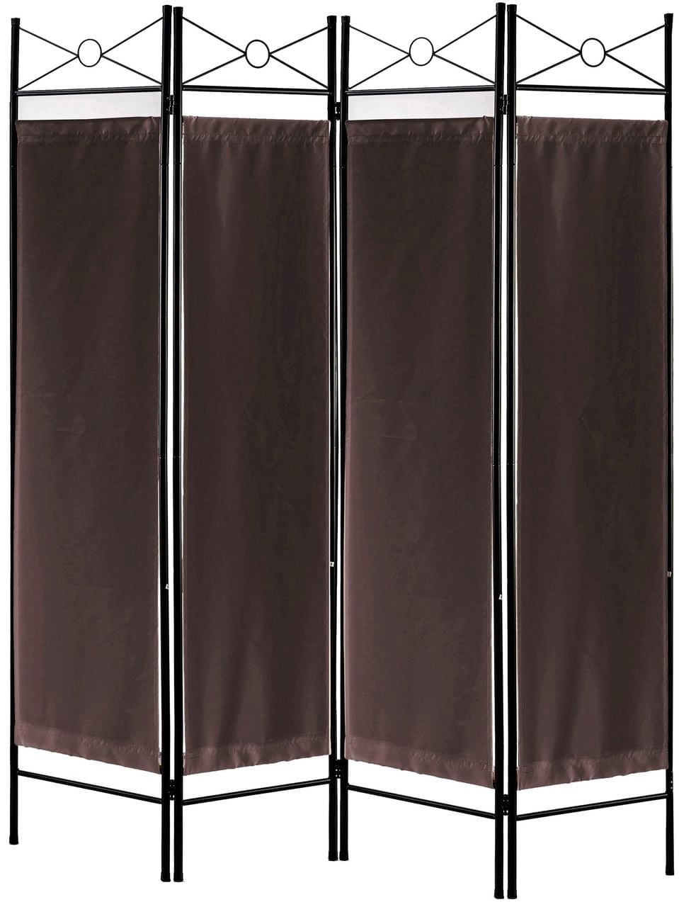 Legacy Decor 4 Panels Room Dividers Privacy Screen Home Office Fabric Metal Brown Color