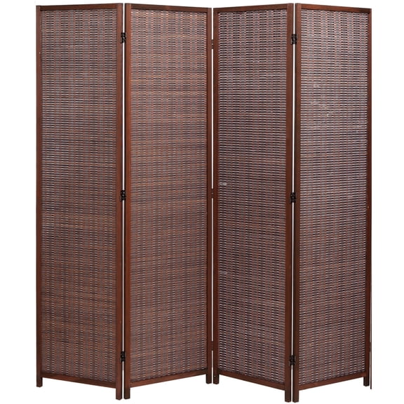 Legacy Decor 4 Panels Room Screen Divider Bamboo Brown Color 6ft Tall
