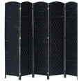 thumbnail image 1 of Legacy Decor 5 Panel Diamond Weave Fiber Room Divider, Black Color 71" High X 87.5" Wide, 1 of 4