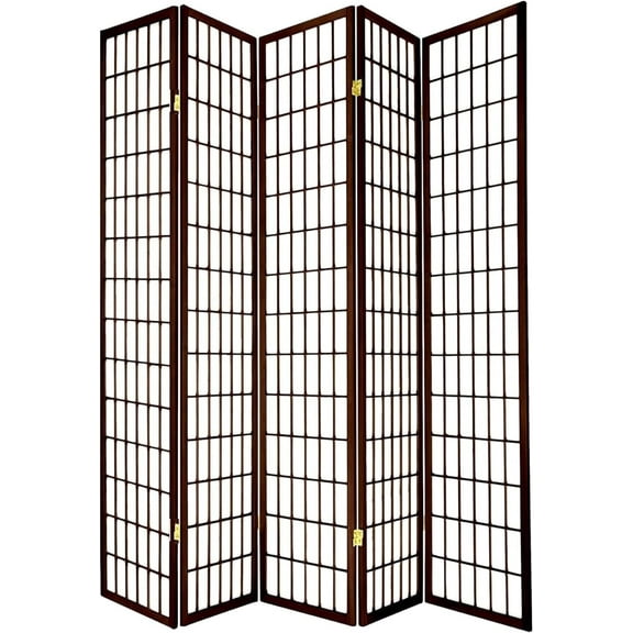 Legacy Decor 5 Panel Japanese Oriental Style Room Screen Divider Espresso Color
