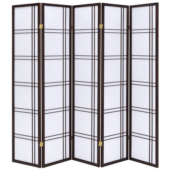 Legacy Decor 5 Panels Room Divider Privacy Screen Lattice Design 5.9 ft Tall x 7.3 ft Wide Espresso