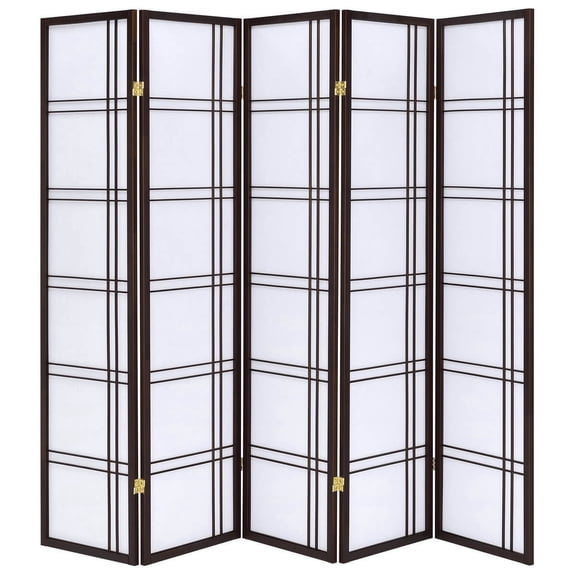 Legacy Decor 5 Panels Room Divider Privacy Screen Lattice Design 5.9 ft Tall x 7.3 ft Wide Espresso