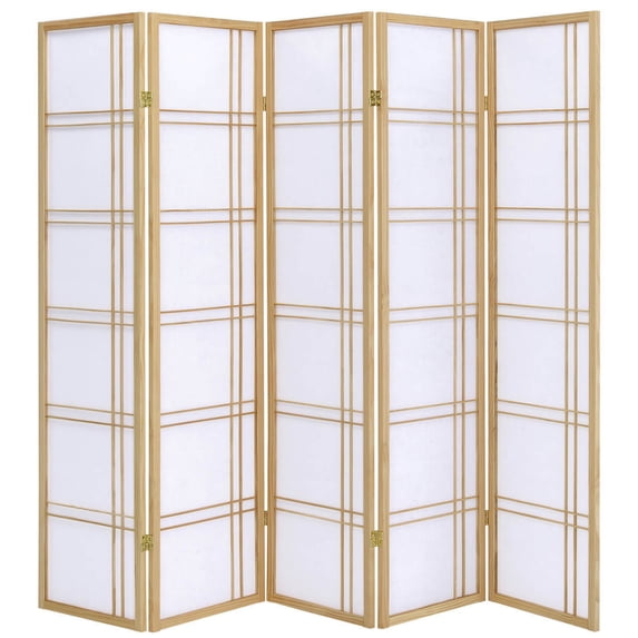 Legacy Decor 5 Panels Room Divider Privacy Screen Lattice Design 5.9 ft Tall x 7.3 ft Wide Natural