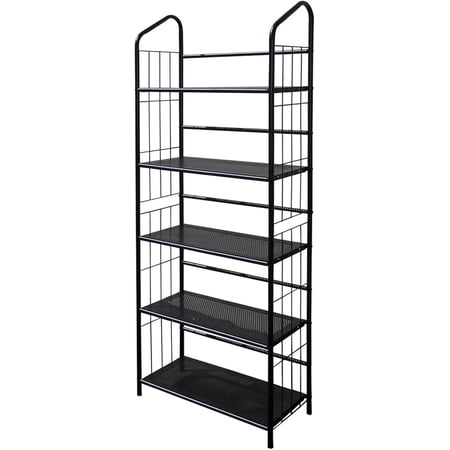 Legacy Decor 5 Tier Metal Utility Bookcase Rack Black Finish 65"H x 26"W x 13"D