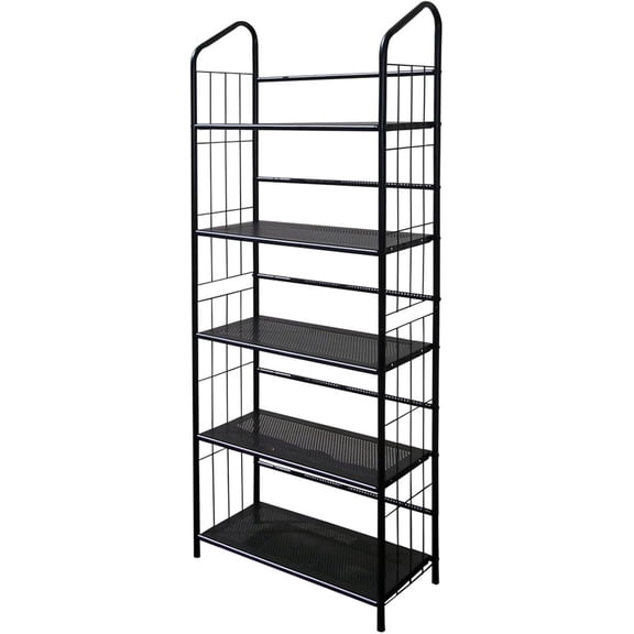 Legacy Decor 5 Tier Metal Utility Bookcase Rack Black Finish 65"H x 26"W x 13"D