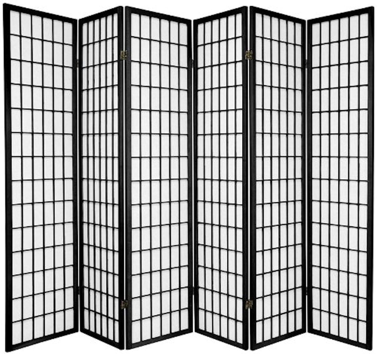 Black Pine Wood 6-Panel Shoji Folding Room Divider