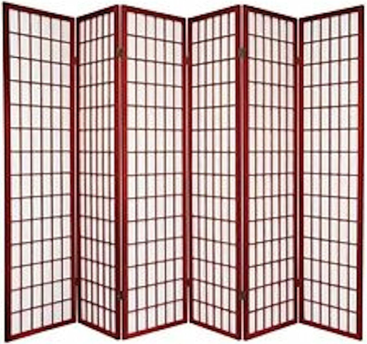 Legacy Decor 6 Panel Japanese Oriental Style Room Screen Divider Cherry Color