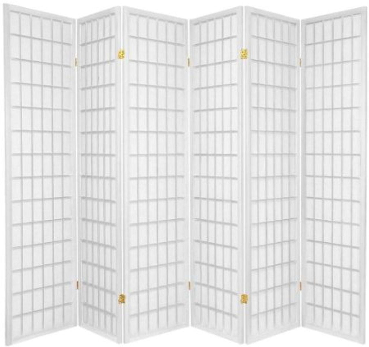 Legacy Decor 6 Panel Japanese Oriental Style Room Screen Divider, White, 104 in Wide